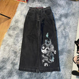 High Street Jeans Y2K Hip Hop Printed Cartoon Retro Loose Men Wide-Outfit