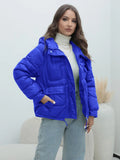Station Down Cotton-Padded Jacket 2023 New Women's Winter Thickened Cotton-Padded Jacket Popular Style Bright Color Vertical Collar Cotton-Padded Jacket-Outfit
