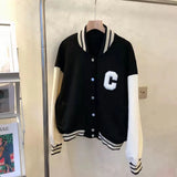 Bomber Woman Jacket¡®s Long Sleeve Varsity Jacket American Printing Stand Collar Black Jackets Unisex Bombers Coat