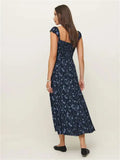 Fongt New Women's Fashion Elegant French Vintage Flower Printed Dress