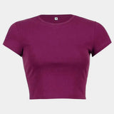 Fongt Women's Summer Solid Color Multi-Color Short Fashion T-Shirt Acceptable With A