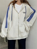 oversized hoodie with zip and blue