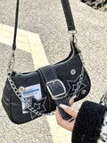 denim Y2K shoulder bag with star