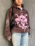 Skeleton Graphic Zip-Up Oversized Hoodie-Outfit