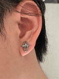 Oval Star Pattern Earrings-Outfit