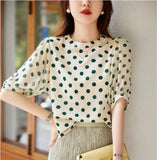 Printing Loose Shirt Women's Blouse Summer Short Sleeve Casual New Top Fashion Female 2022 Korean Style Polka Dot