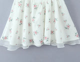 White Floral Print Bow Strap Chiffon Mini Dress-Outfit