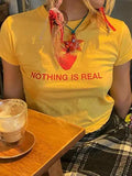 Strawberry Letter Print Crop Short Sleeve Tee-Outfit