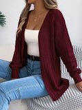 Fongt And Winter Pure Color Hollow Lantern Long-Sleeved Sleeve Sweater Long Coat Women's Clothing