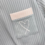 Summer Women's Solid Color Pit Strip Love Embroidery Set Collision Color Pajamas Set Home Clothes-Outfit