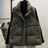 24 Winter New Style Padded Jacket Female Korean Version Loose Wear Vest Vest European Goods Thick Warm Short Coat-Outfit