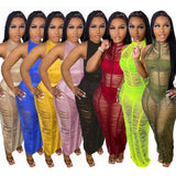 Fongt New Women's Wear Sexy Solid Color Knitted Beach Dress-Outfit