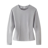 Fongt Double-Sided Cloth Body Round-Neck Long-Sleeved Head-Dressed Tight High-Waisted Straight Trousers Casual Suit Woman