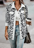 2023 Spring Autumn Women Jackets and Coats Full Sleeve Leopard Print Pockets Single Button Corduroy Winter Female