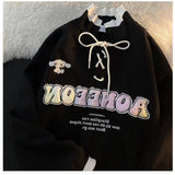 cute anime print sweatshirt loose casual college style