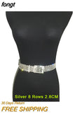 10 Rows Full Rhinestone Width 3.5 CM Waist Belts Women Diamante Crystal Chain Bride Wide Shiny Gold Silver Waist