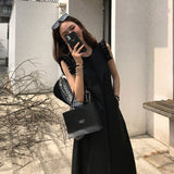 Korea Vintage Sleeveless Jumpsuits Summer Sleeveless Wide Leg Pants Elegant Lady Casual