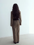 [Daihe] Autumn New Leisure Short Shoulder Buckle Day Silk Wool Round Collar Simple Suit Jacket Female H7110-Outfit