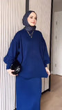 Fongt 2025 New Solid Color Loose Blouse Casual Lazy Skirt Set