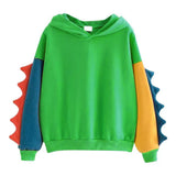 Dinosaur Contrast Color Hooded Long