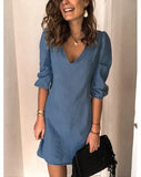 Regular Sleeve Deep V-neck Sexy Solid Color Versatile Casual