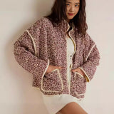 Fongt Women's Explosion French Vintage Printed Cotton Coat