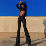 Summer V-shaped Waist Navel Cross Solid