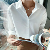 Cotton Blouses Shirts Female Plain Casual Loose Korean Long Sleeve Blouses Women Plus Size Harajuku Chic Elegant