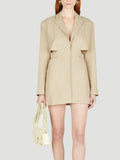 Fongt Careful Machine Sexy Wind 2024 Autumn New Hollow Out Waist Show Thin A Button Suit Solid Color Coat Female-Outfit