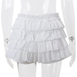 White Ruffle Cardigan Top And Mini Tiered Skirt Set-Outfit