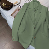 Fongt Suit Jacket Female GJ Sense Spring Autumn 2024 New White Korean Version Fashion Long Small Suit-Outfit