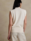 Fongt New Women's Solid Color Half High Neck Sleeveless Vest Fashion Simple Knit Loose-Outfit