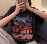 Motel Graphic Short Sleeve Oversized Tee-Outfit