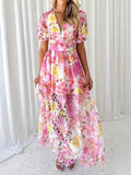 Fongt Women's Color Printing Embroidery Sleek Fashion Splicing Dress Women 8130