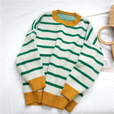 Knitting Pullover Women's Sweaters Casual Loose O-Neck Spliced Long Sleeve Lady Sweater Autumn New Female Chic