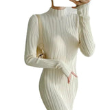 Fongt Temperament Half-High Collar Long Ankles Knitted Sweater Skirt Women's Autumn New Sweater Skirt
