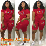 Summer Tracksuit Set Pink Letter Print Top + Biker Shorts Suits Bodycon Casual Two Piece Set Sport Outfits