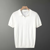 Fongt Fashion Knitted T-Shirt Men's Summer Niche Breathable Short-Sleeved POLO Shirt Korean Version Of Loose Half-Sleeved Top