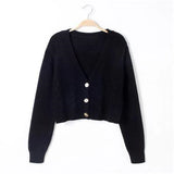 Style Knitted Cardigans Sweater Women Autumn Loose V-neck Long Sleeve Solid Tops Casual Coat 2020
