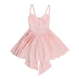 Back Long Bow Strap Mini Dress-Outfit