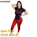 Letter Print Short Sleeves Tshirt Tops + Pants Casual Two Piece Set Summer Women Tracksuits Sport 2pcs Outfits