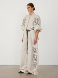 Fashion Cotton-Print Broad Leg Trousers Set 2025 Spring And Summer New