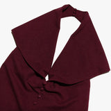 Burgundy Large Collar Halter Midi Dress-Outfit