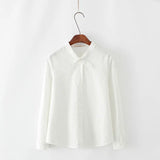 Autumn Women Tops Bow Cute Ladies Blouses Casual Long Sleeve Shirt Cotton Preppy Style Blouse Solid Camisa