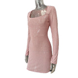 Fongt Explosion Women's Lily Hot Diamond Sexy Half-Perspective Long-Sleeved Short
