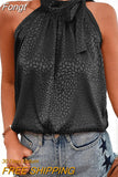 Off Shoulder Halter Lacing Chiffon Women's Blouses Elegant Fashion Solid Sleeveless Shirt Pullover Vest Tops Women