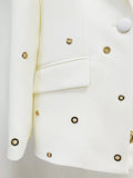 QUALITY2023 Newest Designer Fashion Runway Suit Set Women's Slim Fit Single Button Grommet Lapel Blazer Pants Set