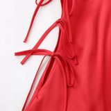 New Spring Style Side Bow Dress With Bare Back And Slim Suspenders-Outfit