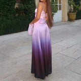 Purple Gradient Spaghetti Strap Maxi Dress-Outfit