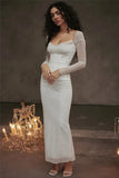 Sheer Long Sleeve Bodycon Maxi Dress-Outfit